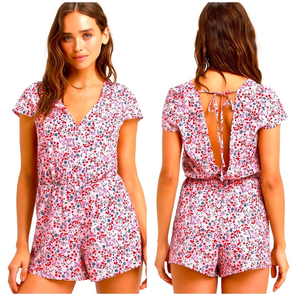 Lulus Pants - Lulu’s Hottie Dotty Mauve Pink Floral Print Romper